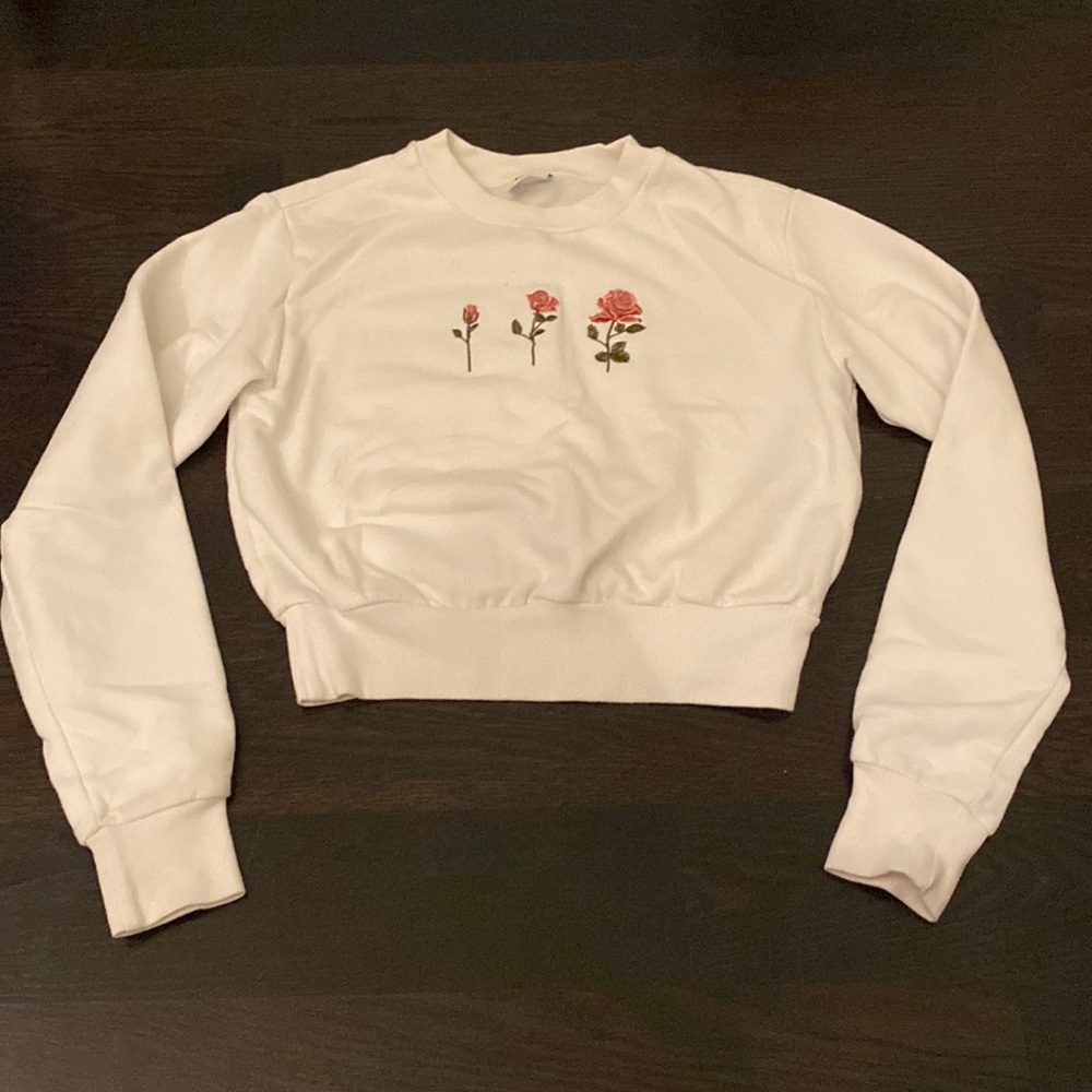 Sunday Best Embroidered Cropped Sweatshirt